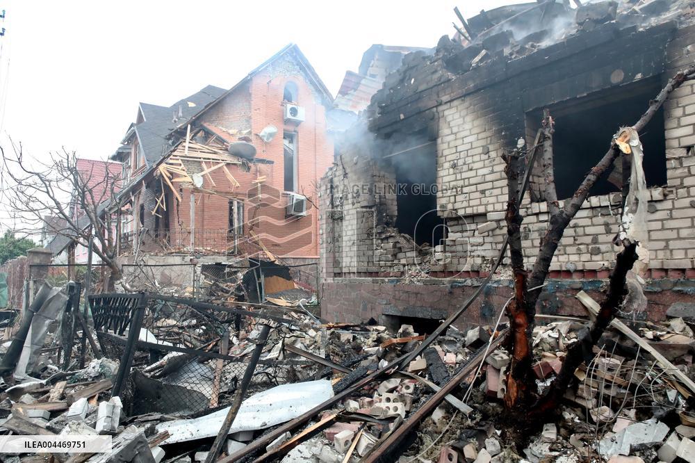 Aftermath of Russian night attack on Markhalivka village
