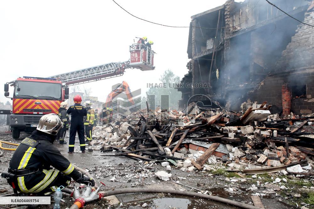Aftermath of Russian night attack on Markhalivka village