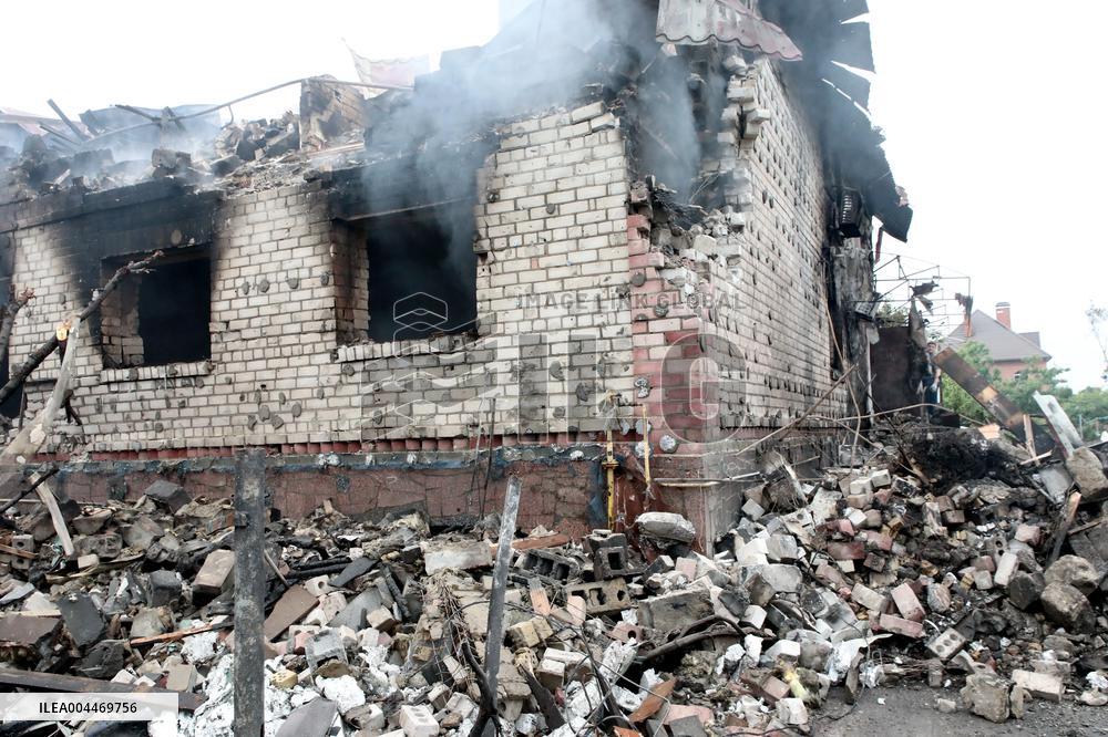 Aftermath of Russian night attack on Markhalivka village