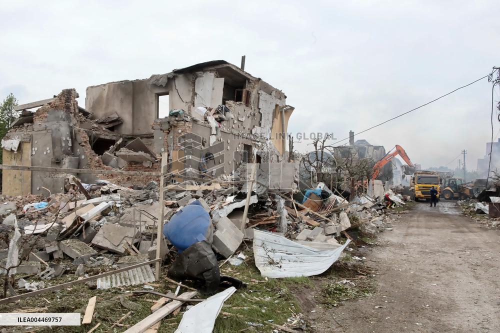Aftermath of Russian night attack on Markhalivka village