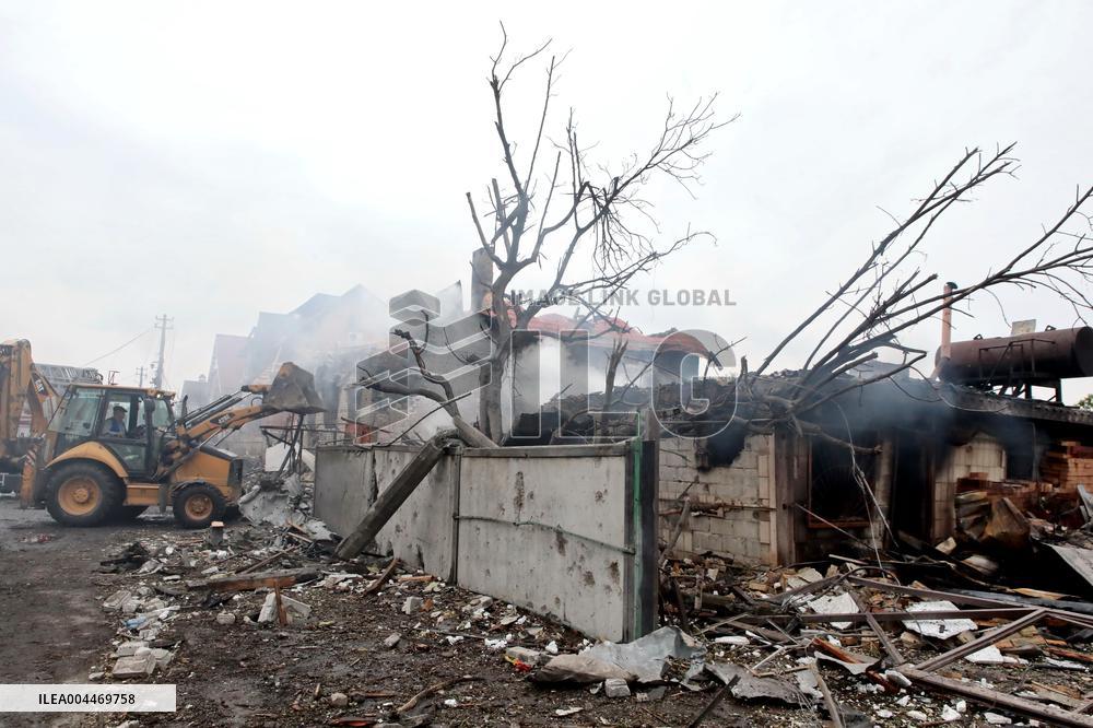 Aftermath of Russian night attack on Markhalivka village
