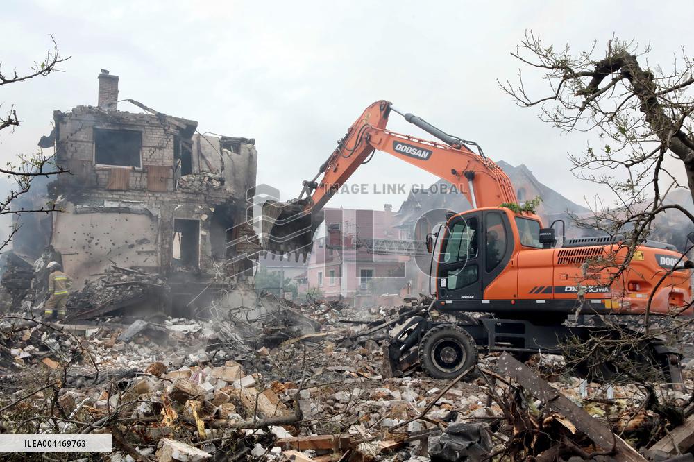 Aftermath of Russian night attack on Markhalivka village