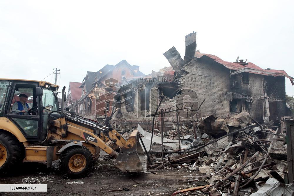 Aftermath of Russian night attack on Markhalivka village