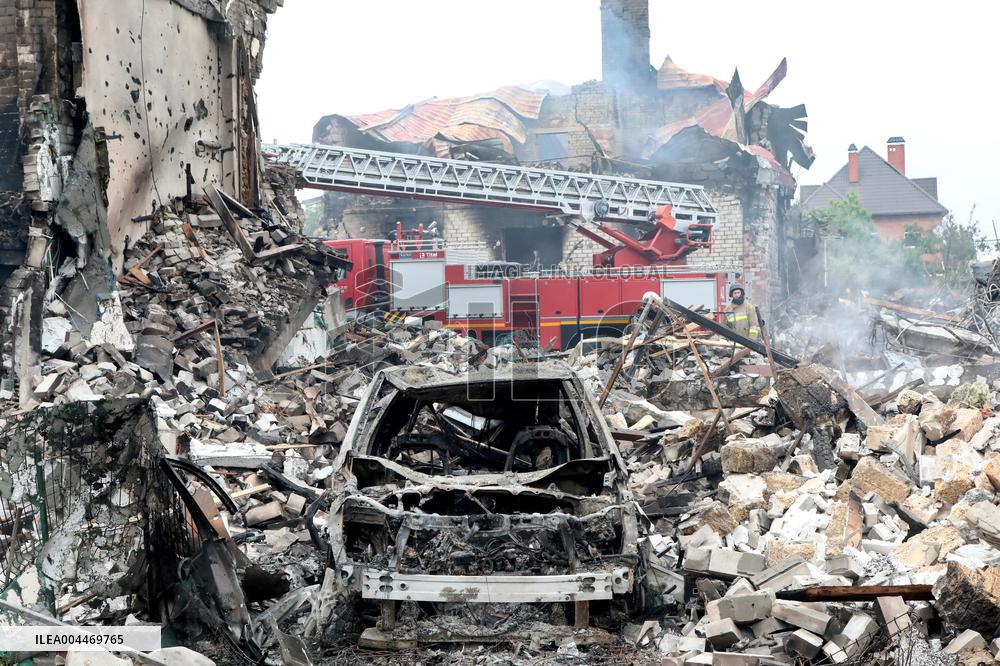 Aftermath of Russian night attack on Markhalivka village