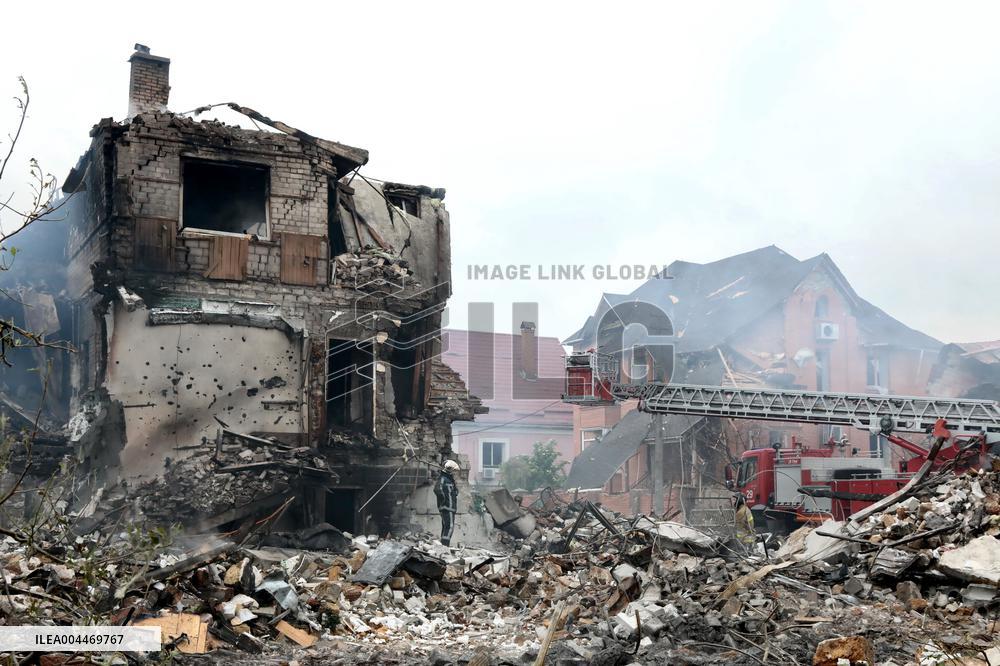 Aftermath of Russian night attack on Markhalivka village