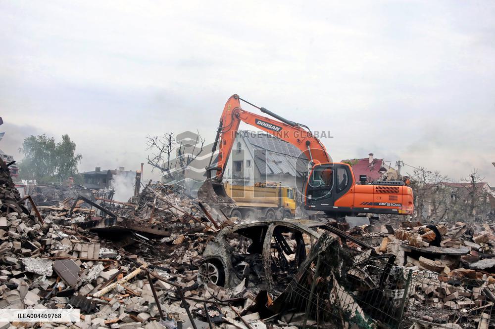 Aftermath of Russian night attack on Markhalivka village
