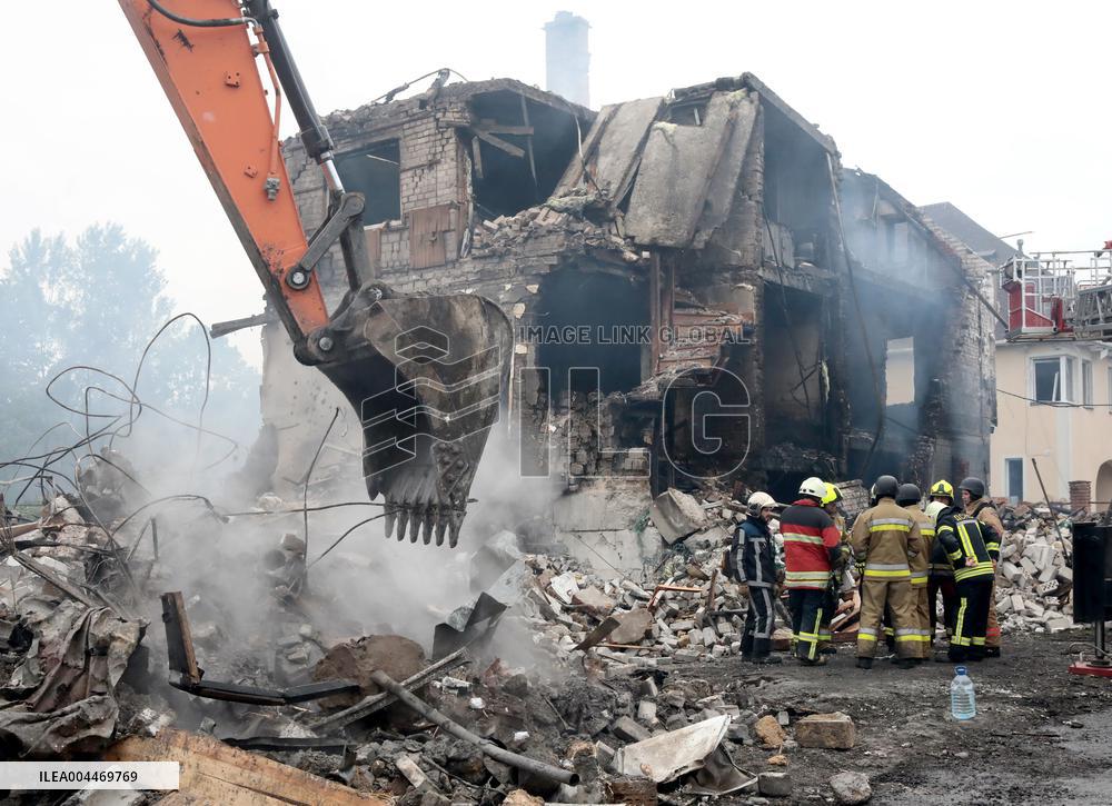 Aftermath of Russian night attack on Markhalivka village