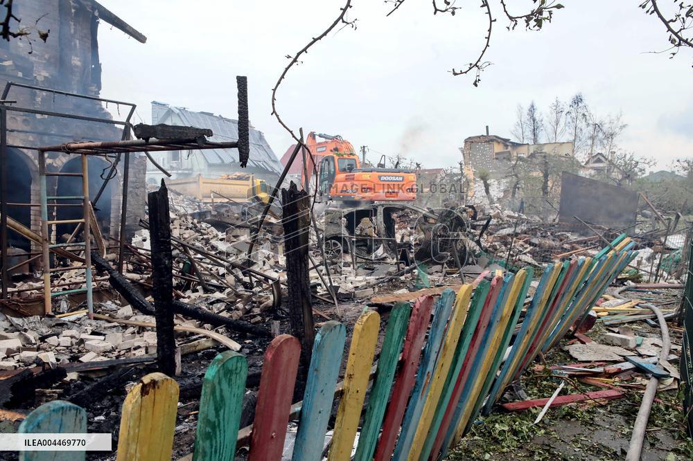 Aftermath of Russian night attack on Markhalivka village