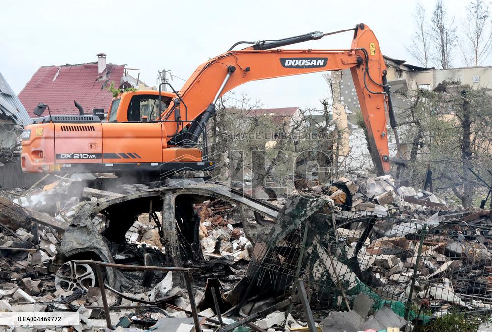 Aftermath of Russian night attack on Markhalivka village