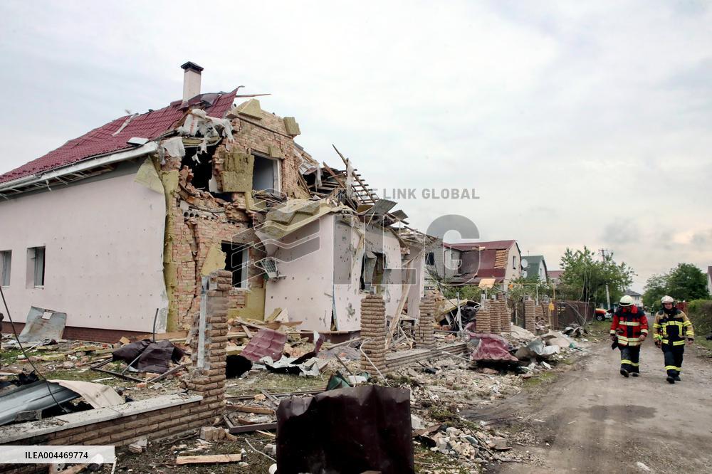 Aftermath of Russian night attack on Markhalivka village