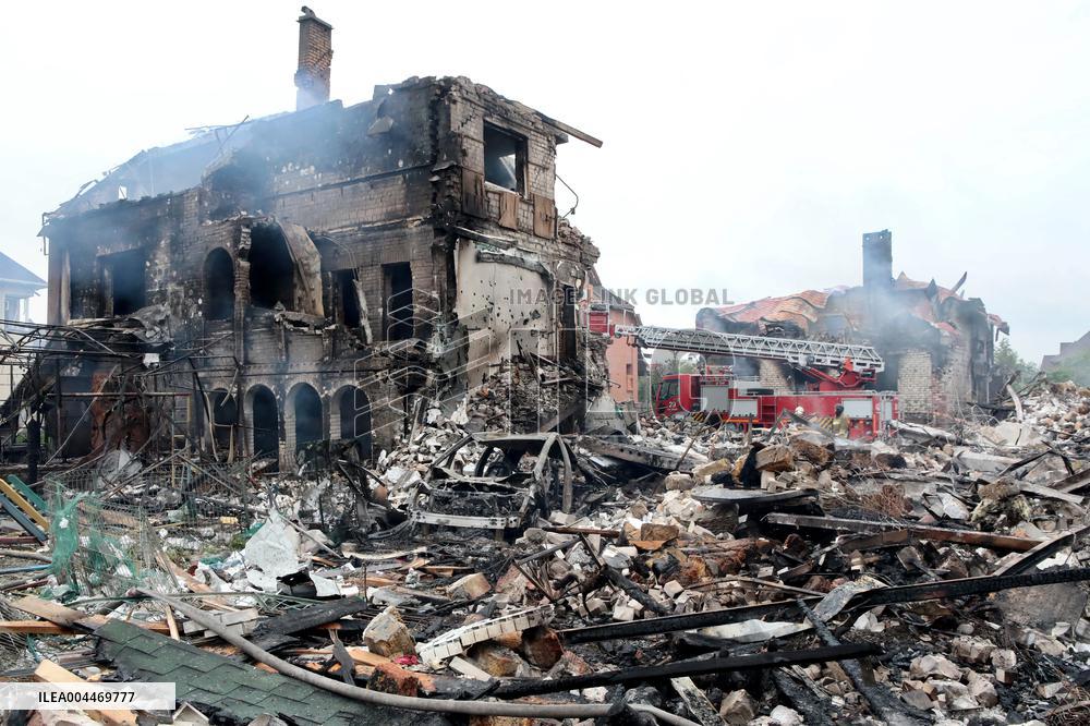 Aftermath of Russian night attack on Markhalivka village