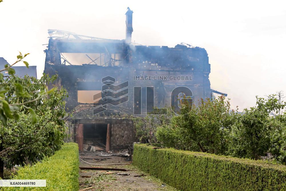 Aftermath of Russian night attack on Markhalivka village