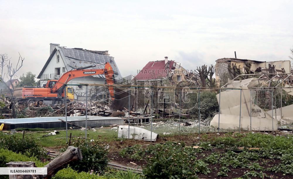 Aftermath of Russian night attack on Markhalivka village