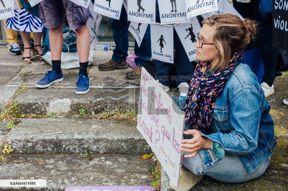 Demonstration Outside Le Scouarnec Trial - Vannes