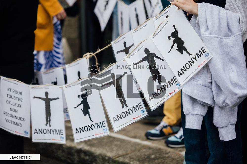 Demonstration Outside Le Scouarnec Trial - Vannes