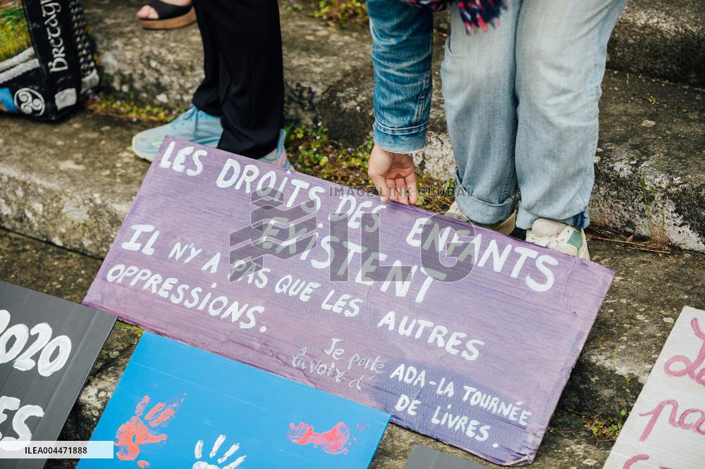 Demonstration Outside Le Scouarnec Trial - Vannes