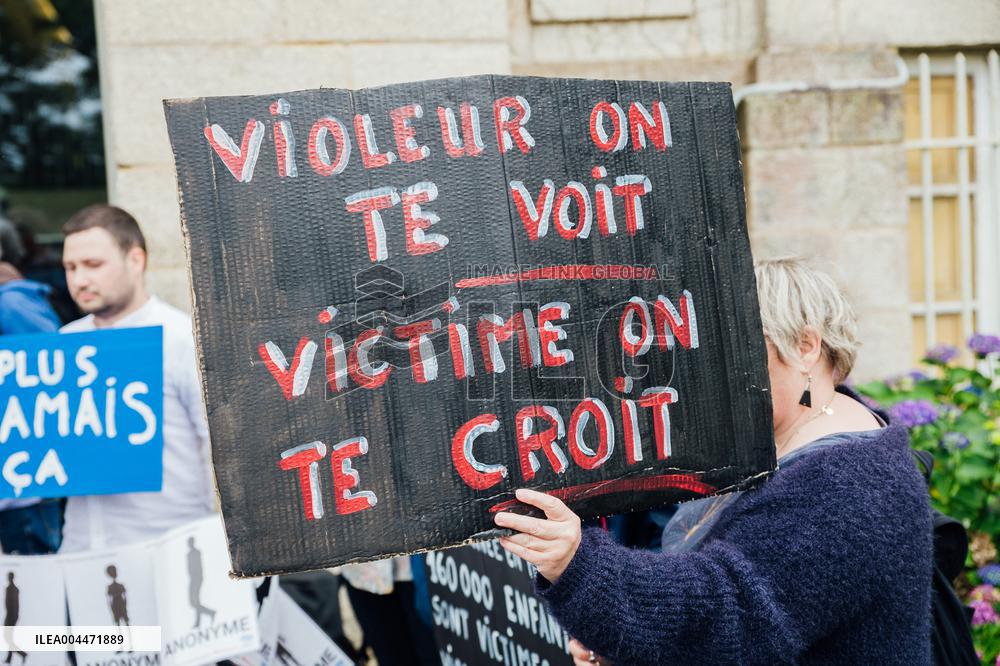 Demonstration Outside Le Scouarnec Trial - Vannes