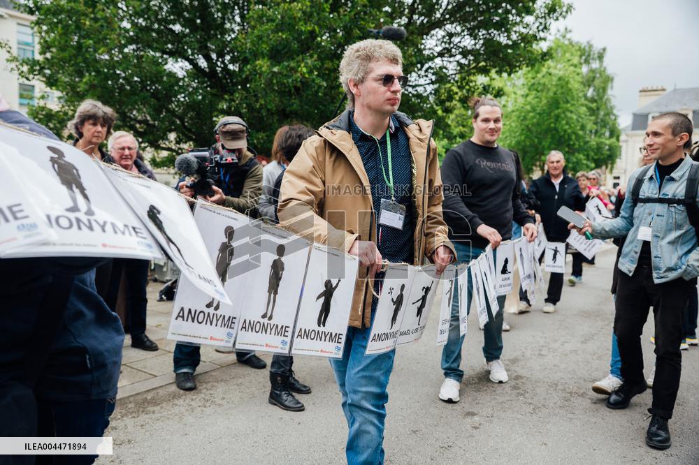 Demonstration Outside Le Scouarnec Trial - Vannes