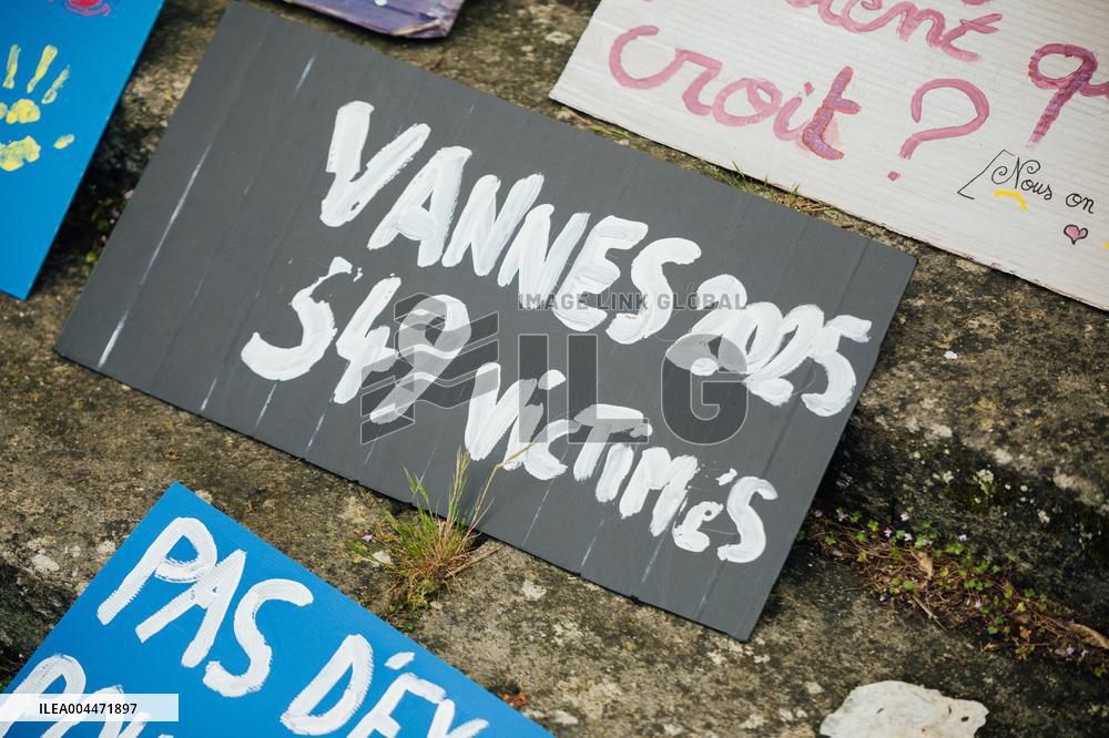 Demonstration Outside Le Scouarnec Trial - Vannes