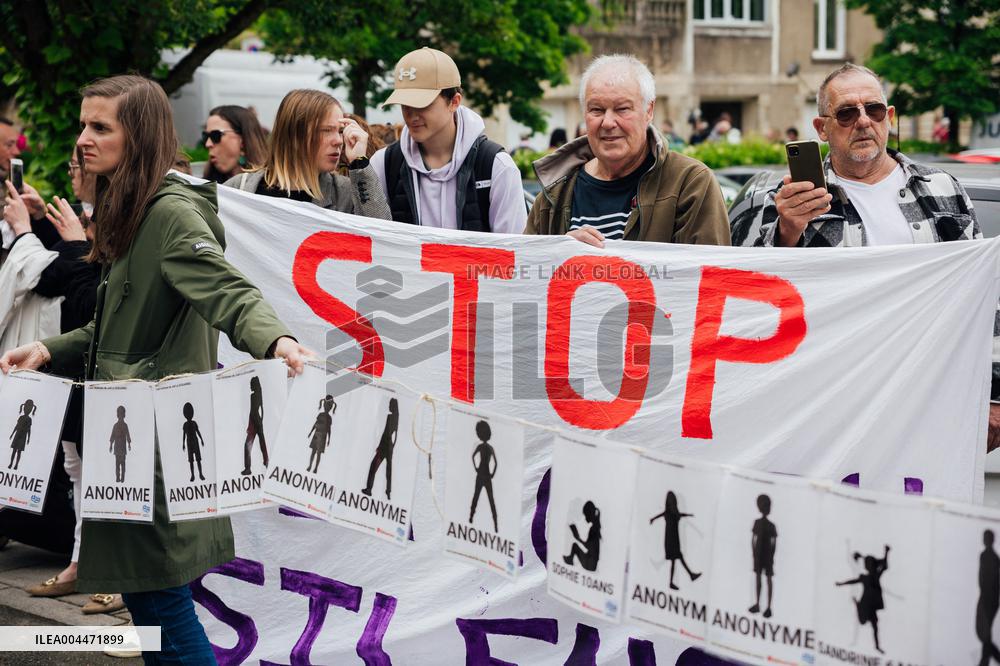 Demonstration Outside Le Scouarnec Trial - Vannes