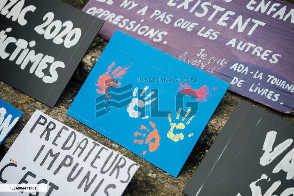 Demonstration Outside Le Scouarnec Trial - Vannes