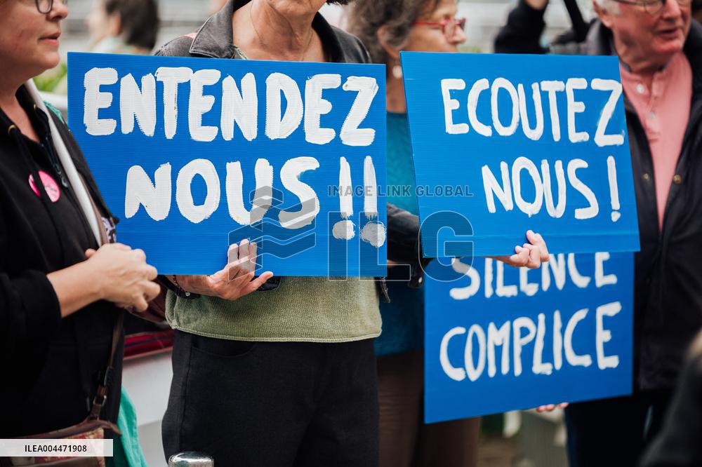 Demonstration Outside Le Scouarnec Trial - Vannes