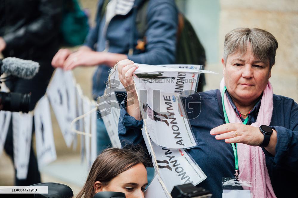 Demonstration Outside Le Scouarnec Trial - Vannes