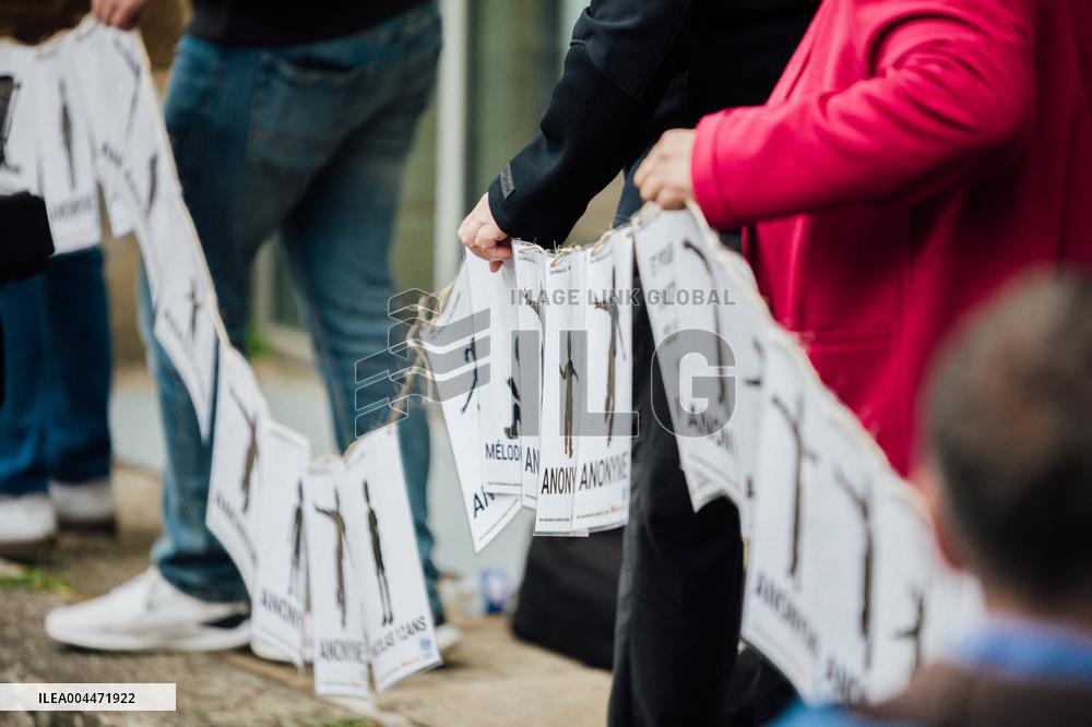Demonstration Outside Le Scouarnec Trial - Vannes