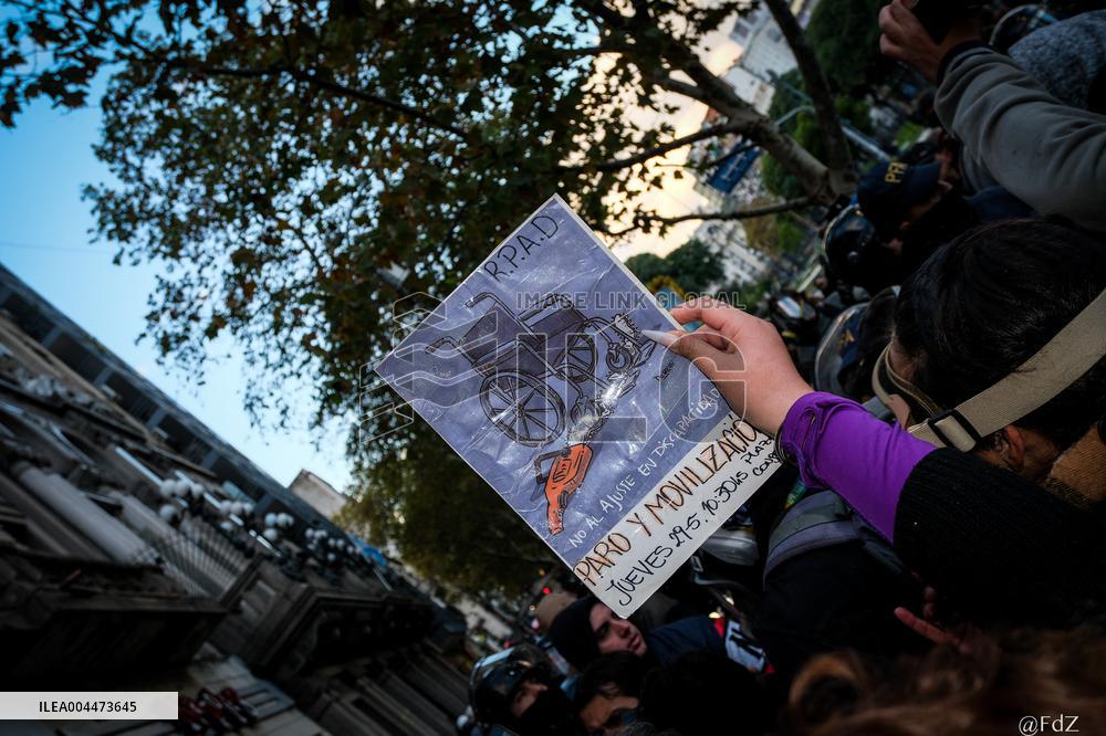 Retirees Protest Clashes With Police Outside National Congress - Buenos Aires