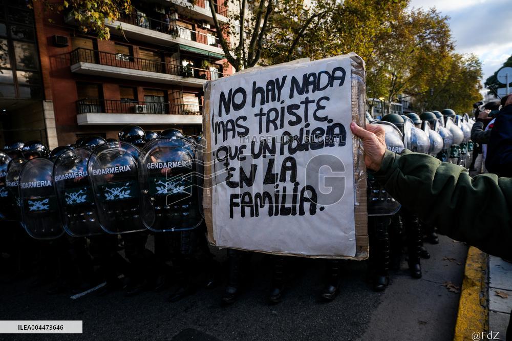 Retirees Protest Clashes With Police Outside National Congress - Buenos Aires