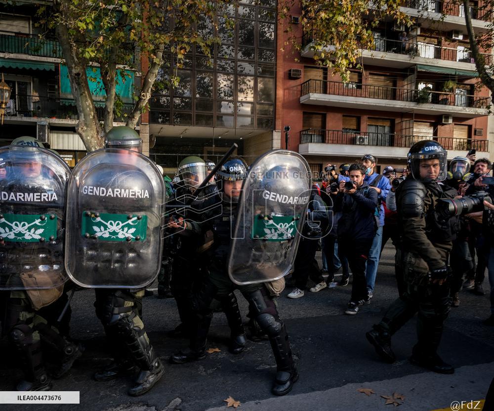 Retirees Protest Clashes With Police Outside National Congress - Buenos Aires