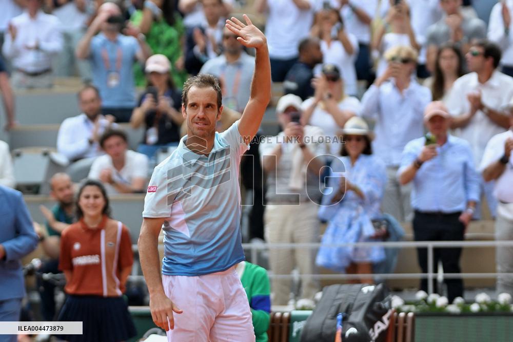 French Open - Richard Gasquet Gets Commemorative Trophy