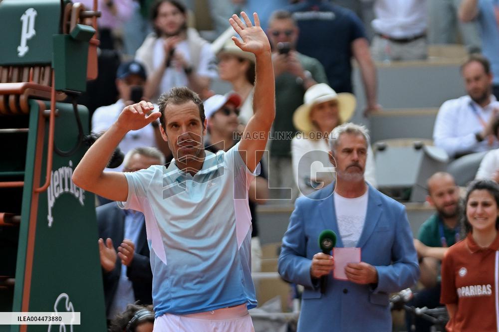 French Open - Richard Gasquet Gets Commemorative Trophy