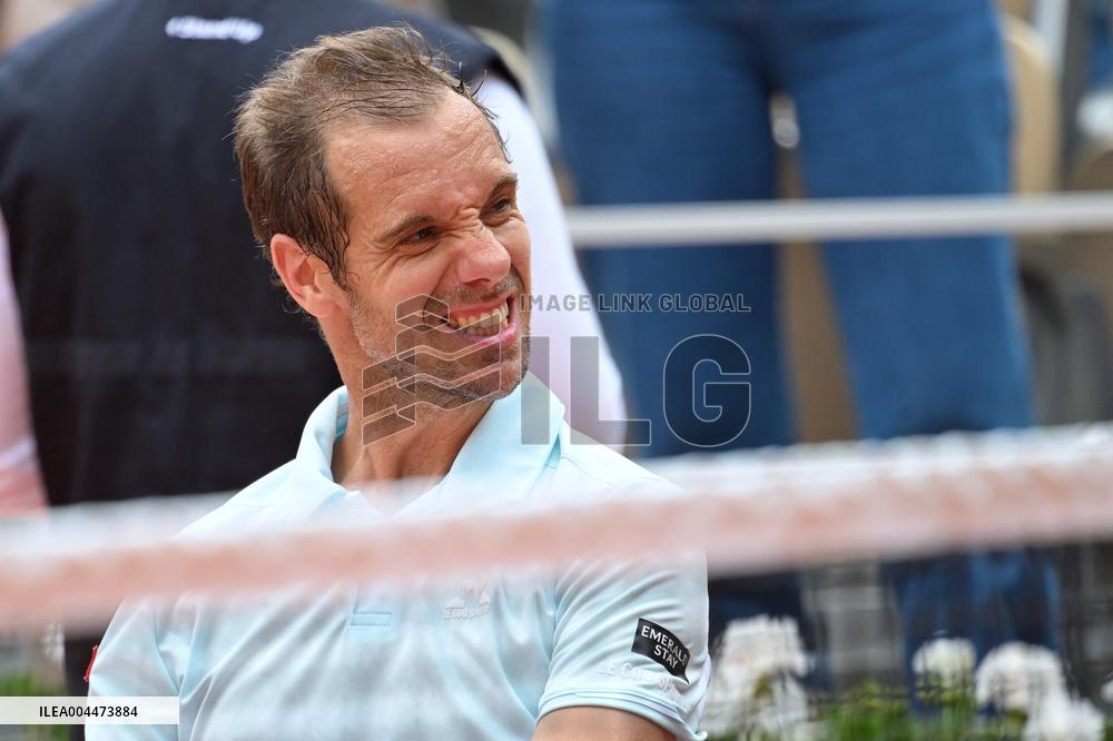 French Open - Richard Gasquet Gets Commemorative Trophy