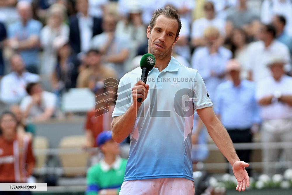 French Open - Richard Gasquet Gets Commemorative Trophy