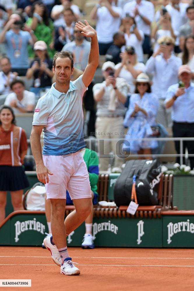 French Open - Richard Gasquet Gets Commemorative Trophy