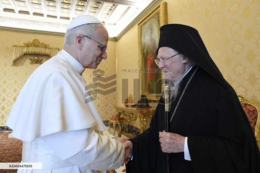 Pope Leo XIV Meets Patriarch Bartholomew I - Vatican