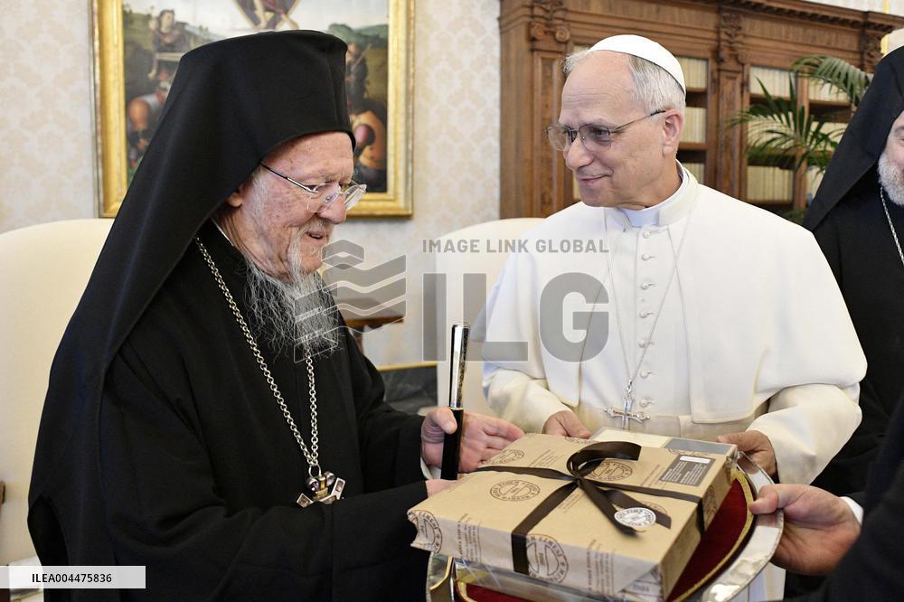 Pope Leo XIV Meets Patriarch Bartholomew I - Vatican