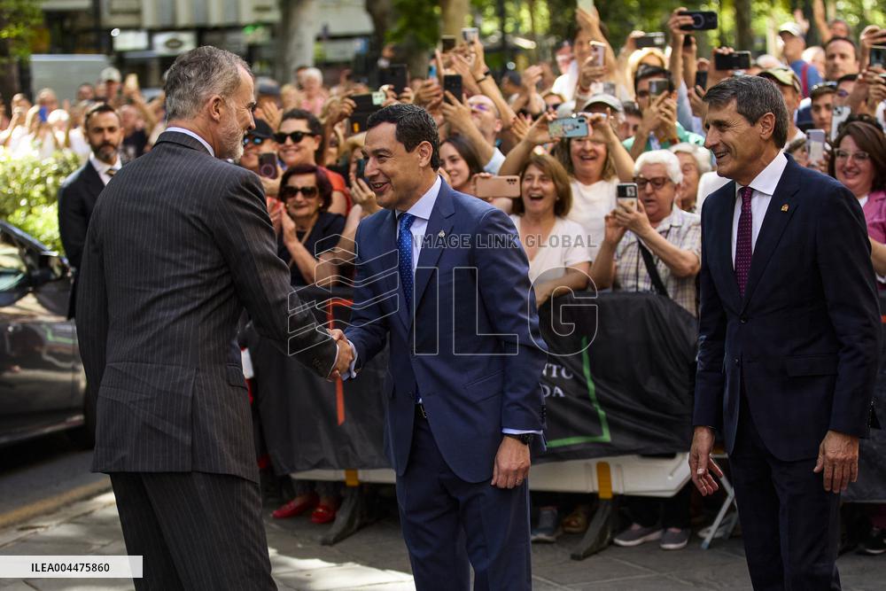 King Felipe VI Visits The Basilica Of Our Lady Of Sorrows - Granada