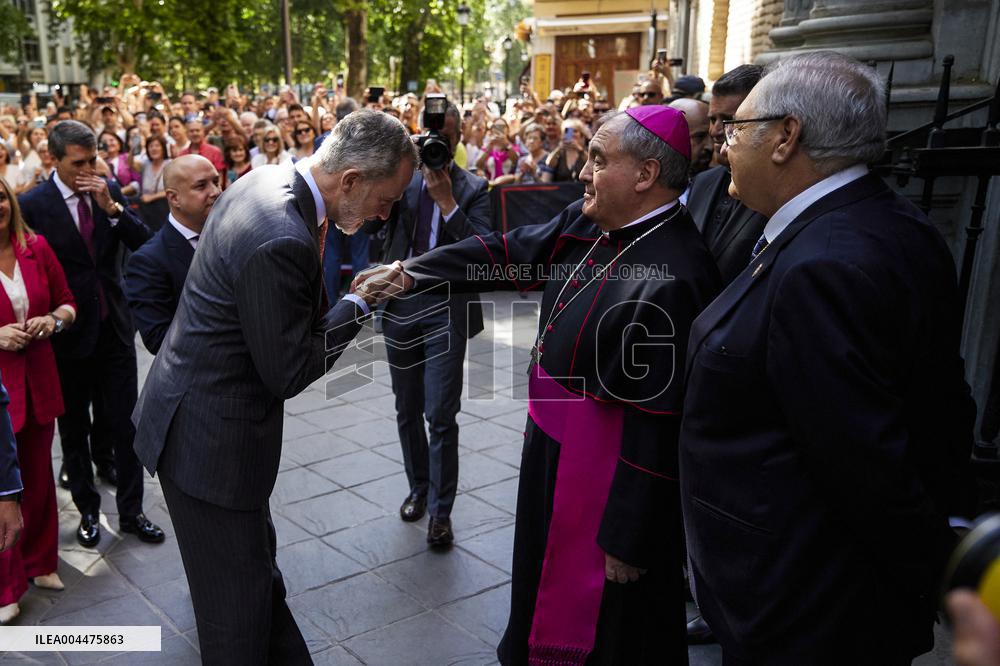 King Felipe VI Visits The Basilica Of Our Lady Of Sorrows - Granada