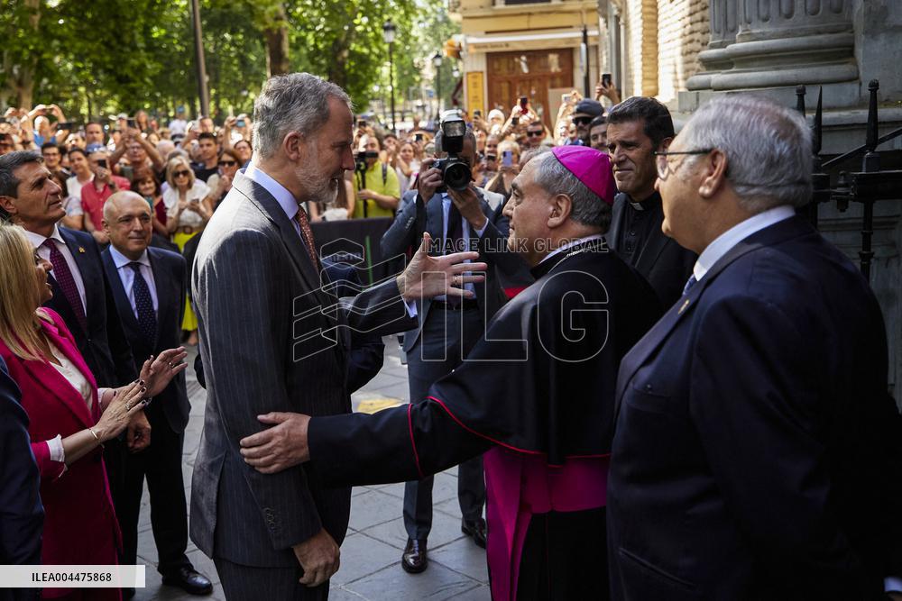 King Felipe VI Visits The Basilica Of Our Lady Of Sorrows - Granada