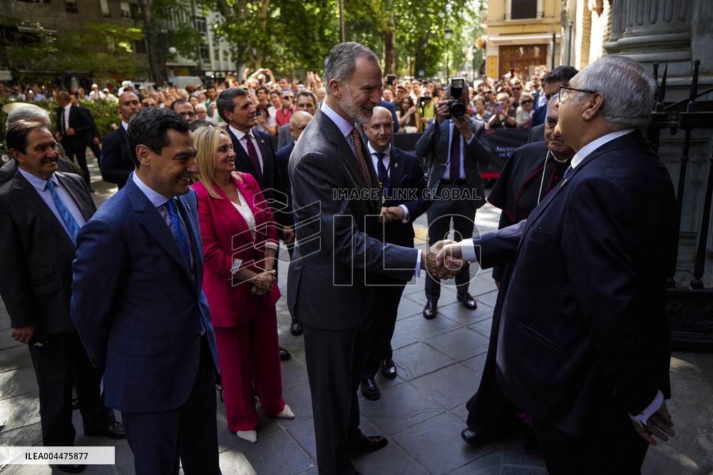 King Felipe VI Visits The Basilica Of Our Lady Of Sorrows - Granada
