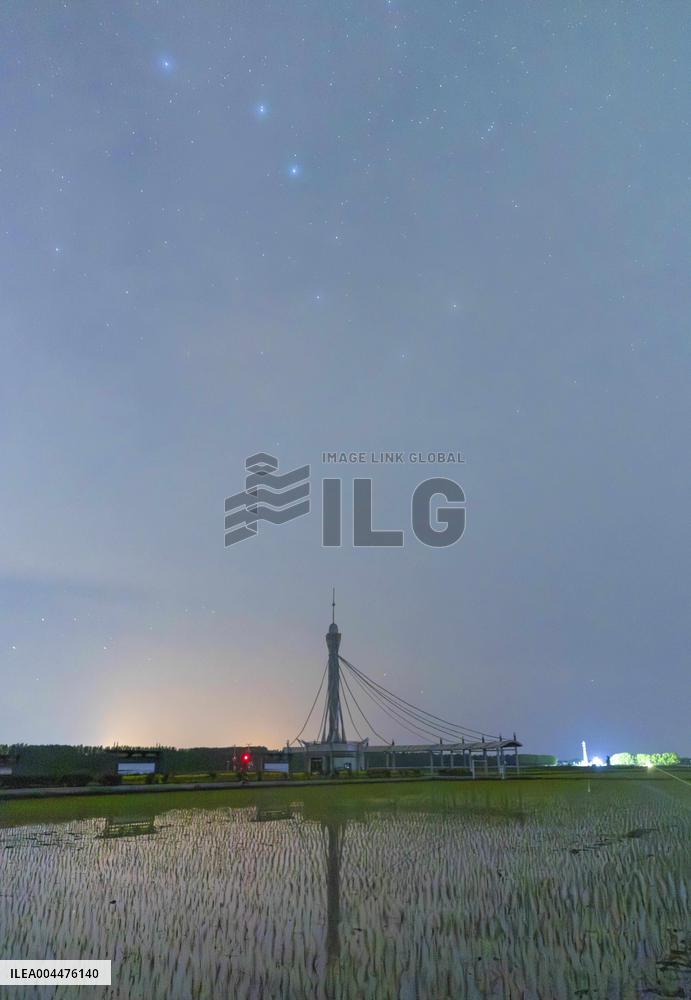 Starry Sky Over Rice Field - China