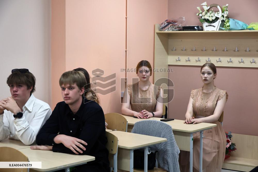 Last bell event at Kharkiv underground school