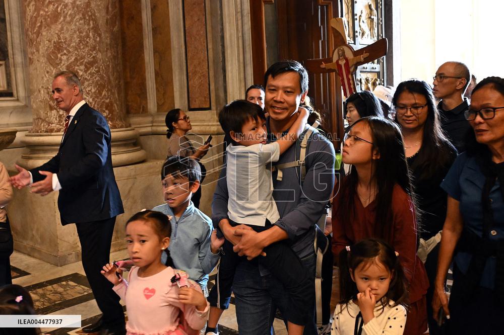 Pilgrims Walk Through the Holy Door of St. Peter s Basilica - Vatican