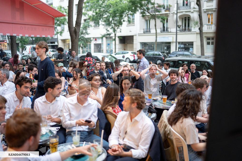 Atmosphere in paris bars during the PSG - Inter Milan match - Paris AJ