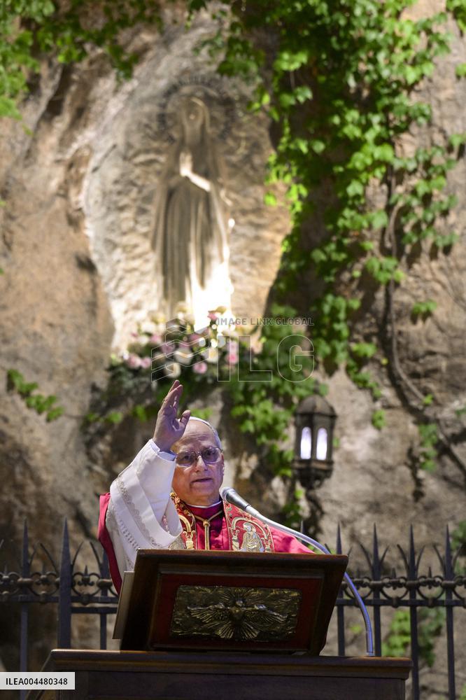Pope Leo XIV at Rosary In The Vatican Gardens