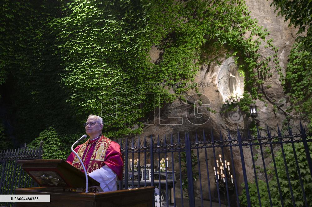 Pope Leo XIV at Rosary In The Vatican Gardens
