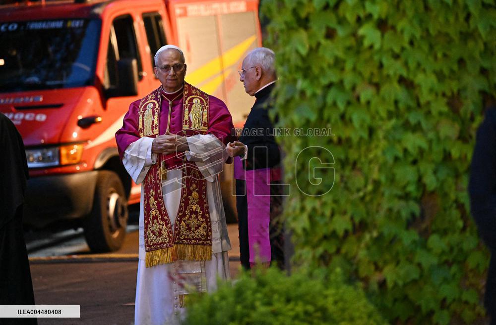 Pope Leo XIV at Rosary In The Vatican Gardens