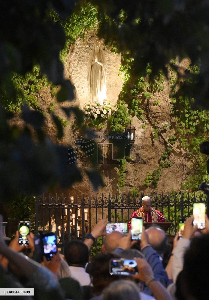 Pope Leo XIV at Rosary In The Vatican Gardens